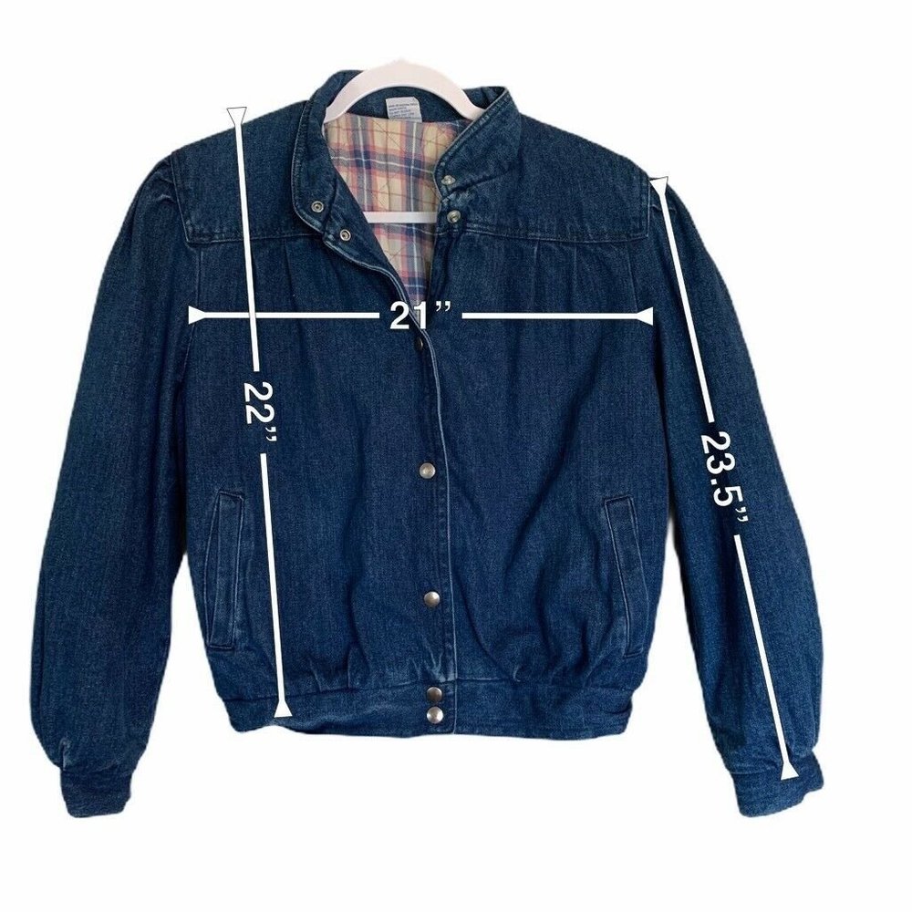 Vintage Womens Denim Jacket Blue Flannel Lined Large - Picture 6 of 10